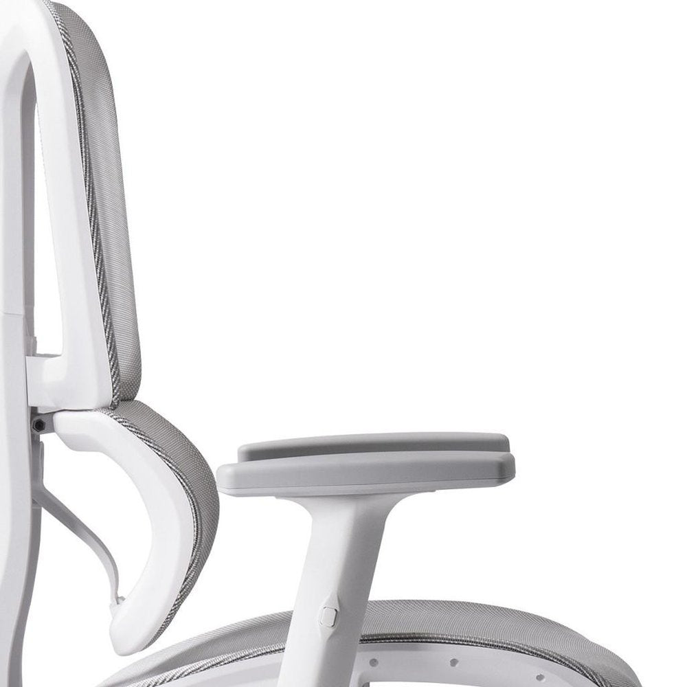 Light Gray And White Adjustable Height Swivel Rolling Gaming Chair With Footrest — view 8