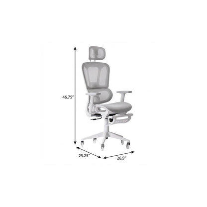 Light Gray And White Adjustable Height Swivel Rolling Gaming Chair With Footrest HomeRoots