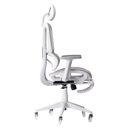 Light Gray And White Adjustable Height Swivel Rolling Gaming Chair With Footrest