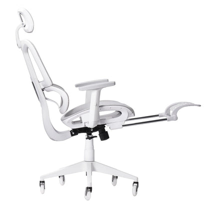 Light Gray And White Adjustable Height Swivel Rolling Gaming Chair With Footrest HomeRoots