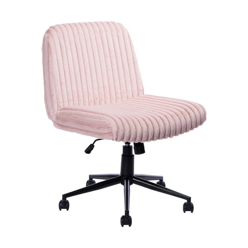 Purple and Black Adjustable Height Faux Fur Swivel Rolling Gaming Chair