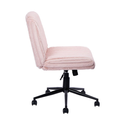 Purple and Black Adjustable Height Faux Fur Swivel Rolling Gaming Chair