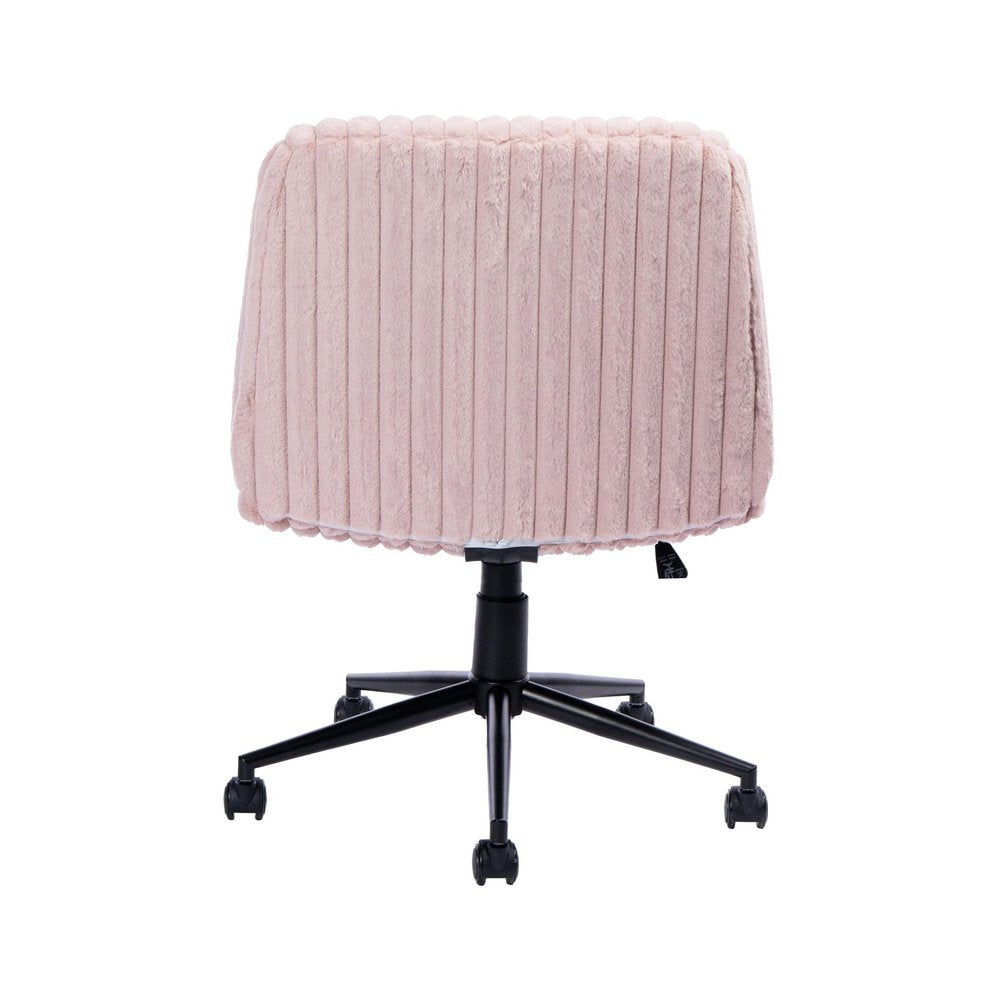 Purple and Black Adjustable Height Faux Fur Swivel Rolling Gaming Chair