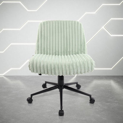 Green and Black Adjustable Height Faux Fur Swivel Rolling Gaming Chair