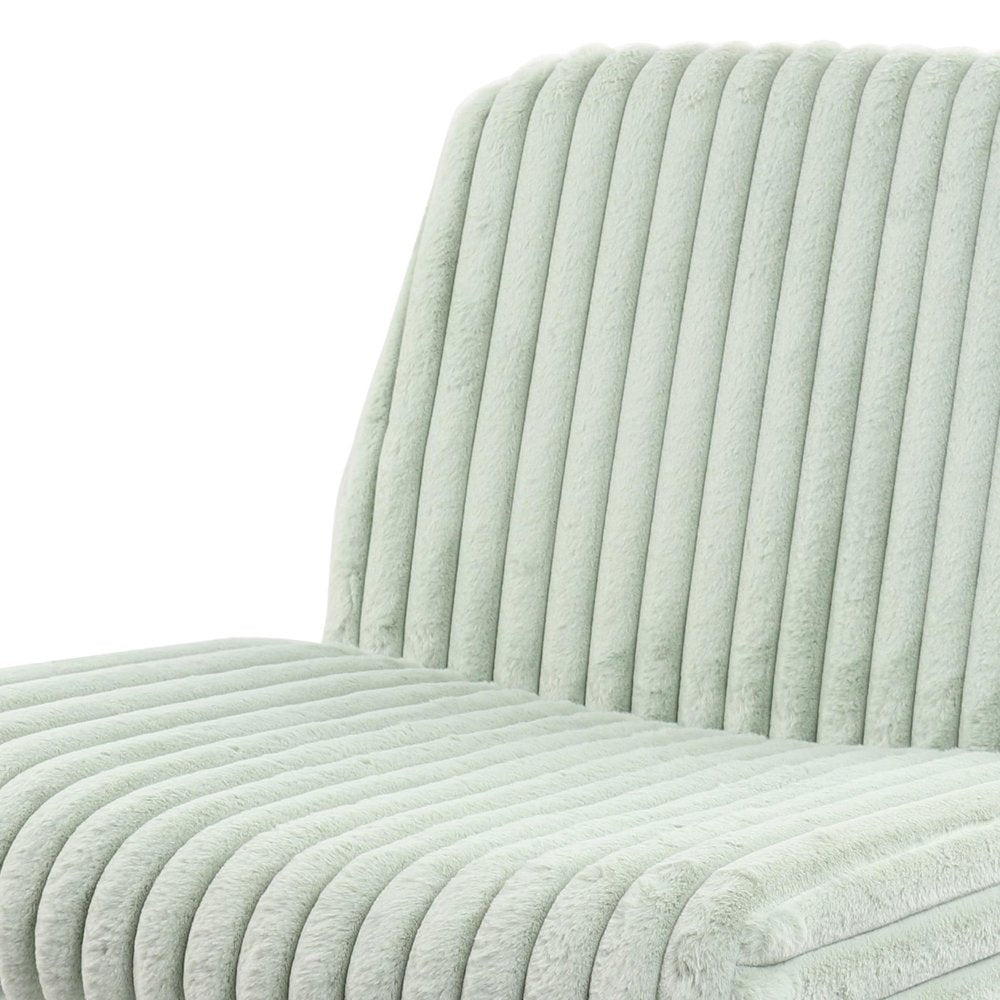 Green and Black Adjustable Height Faux Fur Swivel Rolling Gaming Chair — view 6
