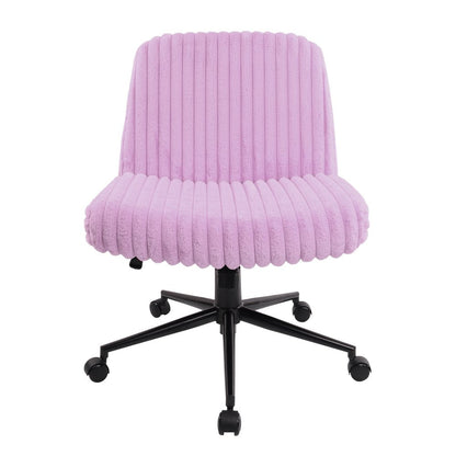 Purple and Black Adjustable Height Faux Fur Swivel Rolling Gaming Chair