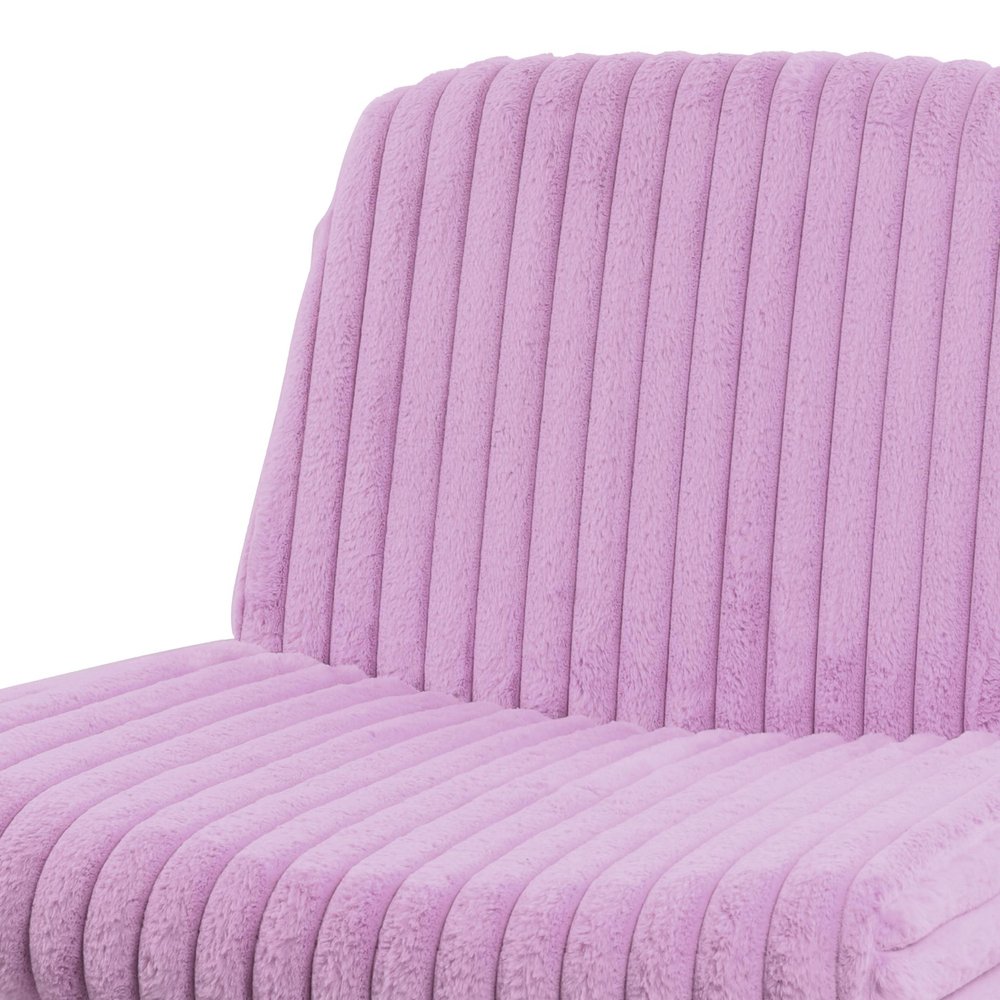 Purple and Black Adjustable Height Faux Fur Swivel Rolling Gaming Chair — view 6