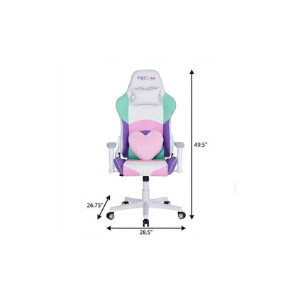 Pink Purple And White And White Swivel Rolling Gaming Chair HomeRoots