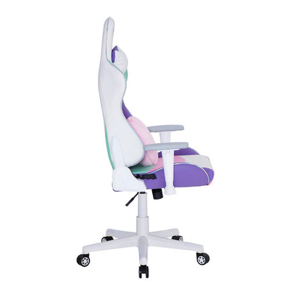 Pink Purple And White And White Swivel Rolling Gaming Chair HomeRoots