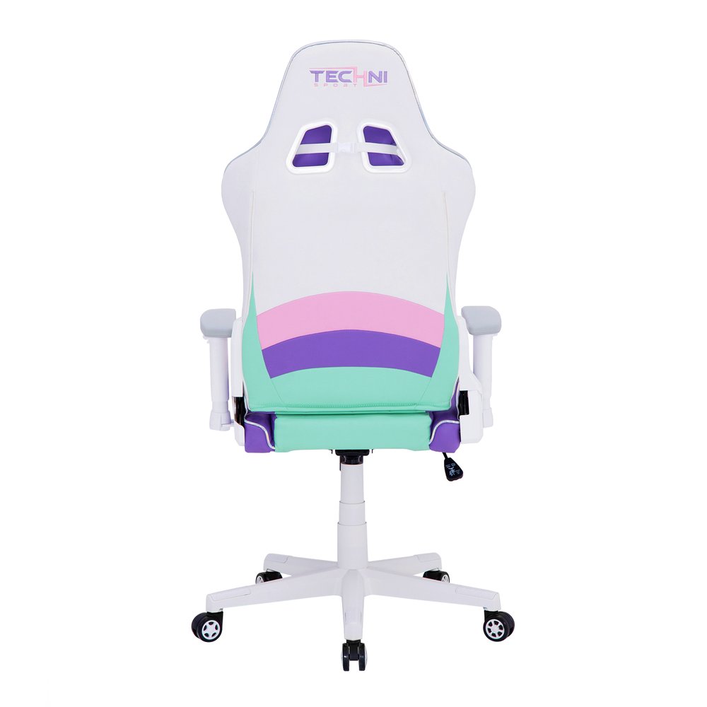 Pink Purple And White And White Swivel Rolling Gaming Chair — view 5