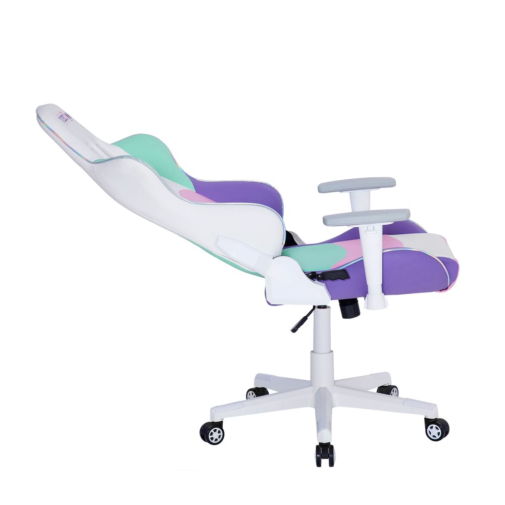 Pink Purple And White And White Swivel Rolling Gaming Chair — view 6
