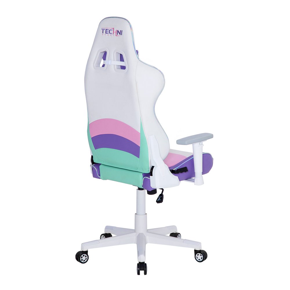 Pink Purple And White And White Swivel Rolling Gaming Chair HomeRoots