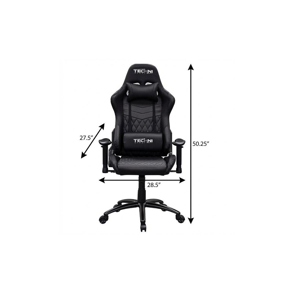 Black Swivel Rolling Racecar Gaming Chair HomeRoots