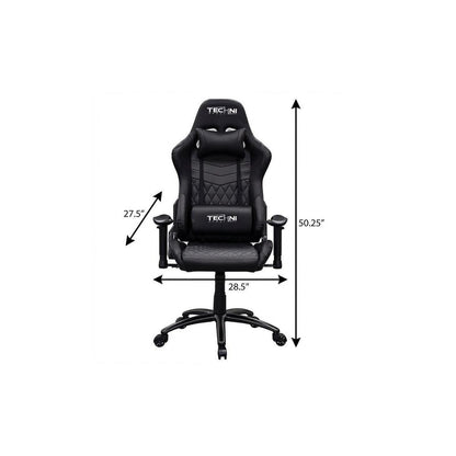 Black Swivel Rolling Racecar Gaming Chair HomeRoots