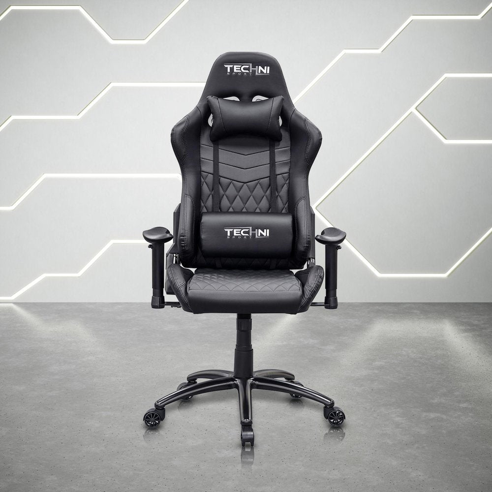 Black Swivel Rolling Racecar Gaming Chair — view 1
