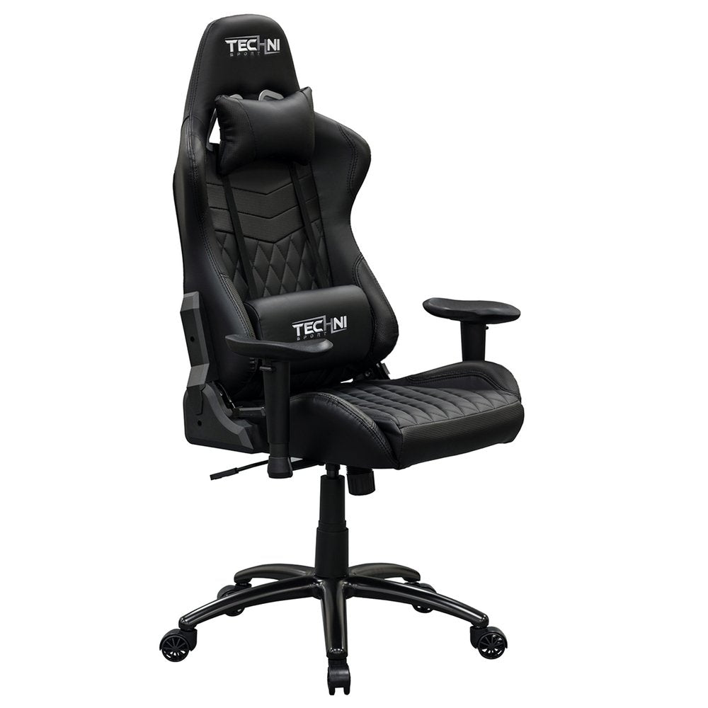 Black Swivel Rolling Racecar Gaming Chair — view 2