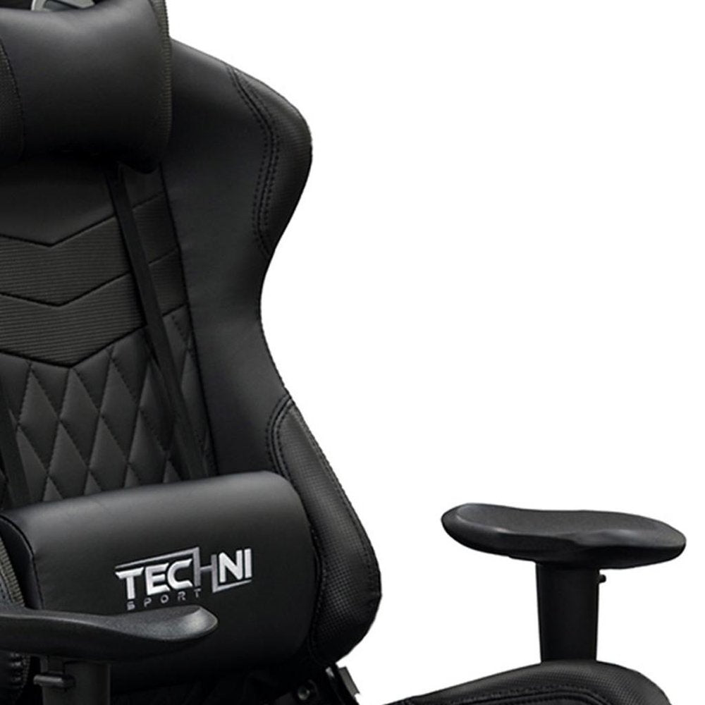 Black Swivel Rolling Racecar Gaming Chair HomeRoots