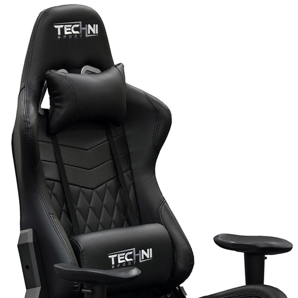 Black Swivel Rolling Racecar Gaming Chair — view 9
