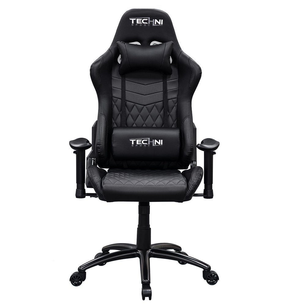 Black Swivel Rolling Racecar Gaming Chair HomeRoots