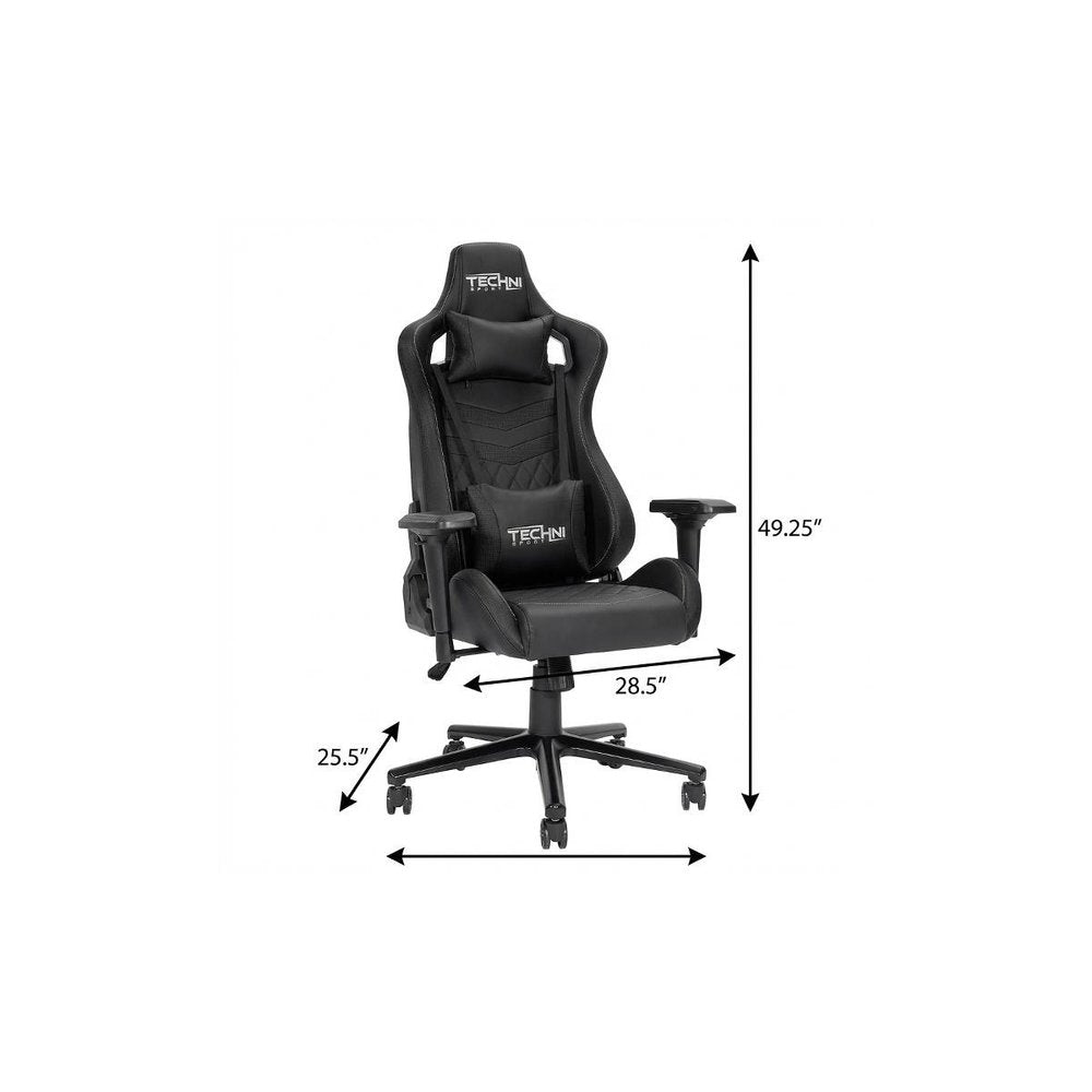 Black Swivel Rolling Racecar Gaming Chair HomeRoots