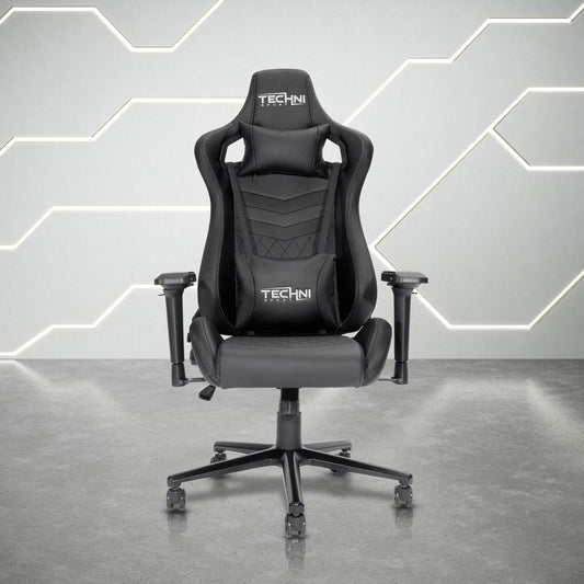 Black Swivel Rolling Racecar Gaming Chair