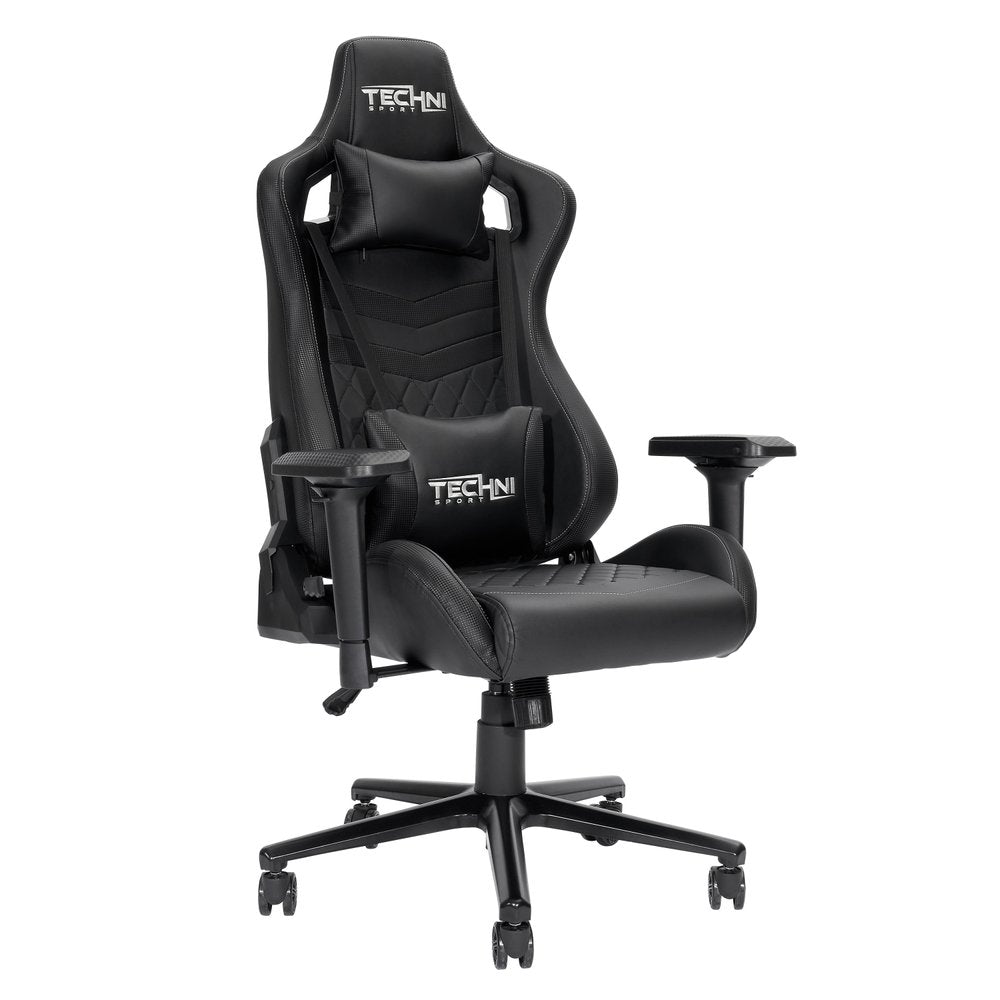 Black Swivel Rolling Racecar Gaming Chair — view 2