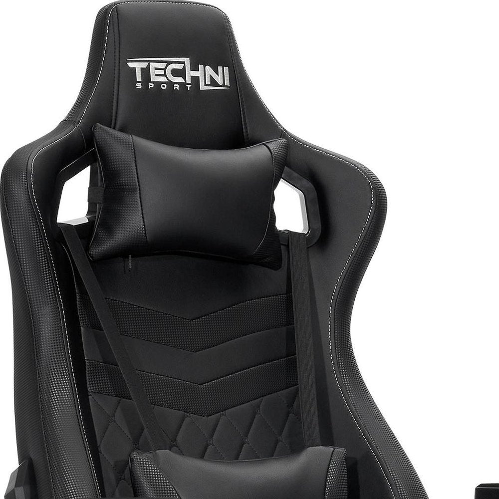Black Swivel Rolling Racecar Gaming Chair HomeRoots