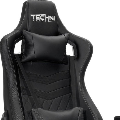 Black Swivel Rolling Racecar Gaming Chair HomeRoots