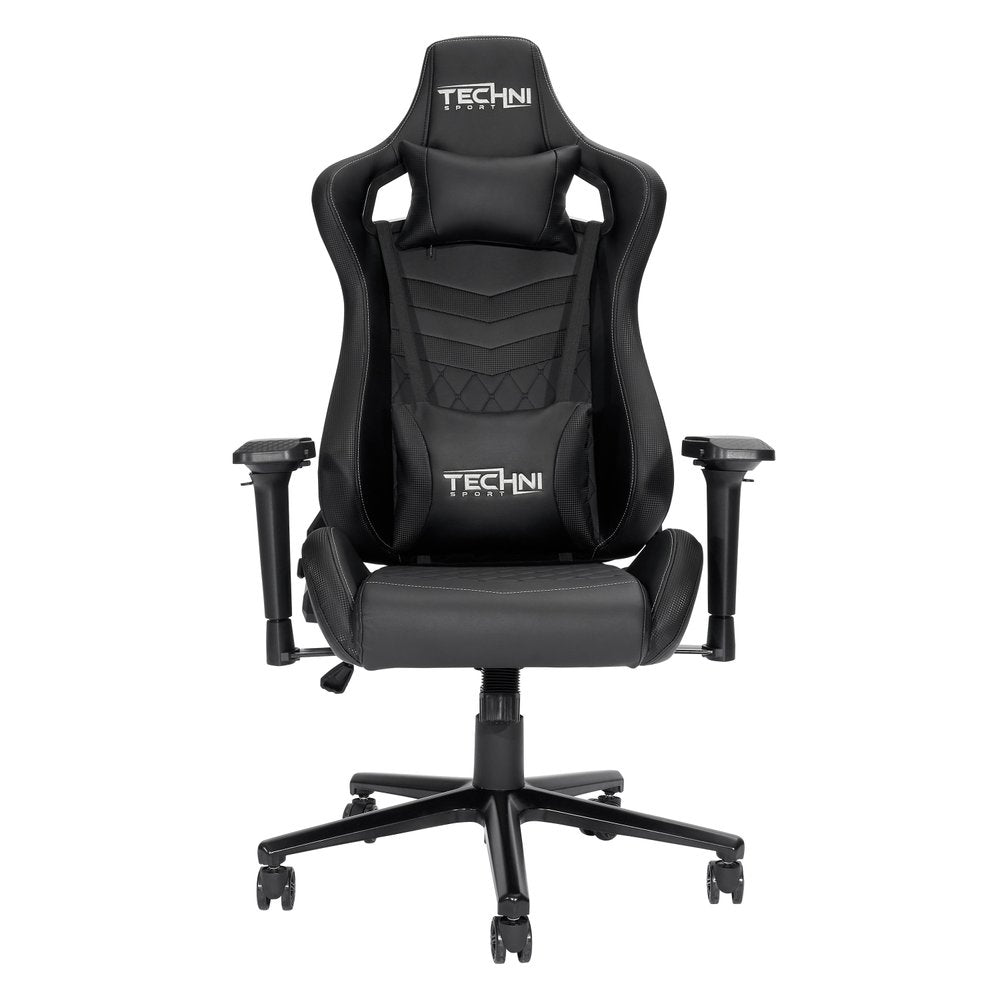 Black Swivel Rolling Racecar Gaming Chair — view 3