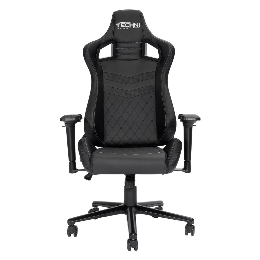 Black Swivel Rolling Racecar Gaming Chair — view 7