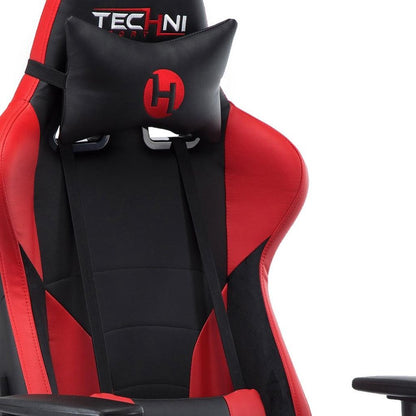 Black And Red And Black Swivel Rolling Gaming Chair HomeRoots