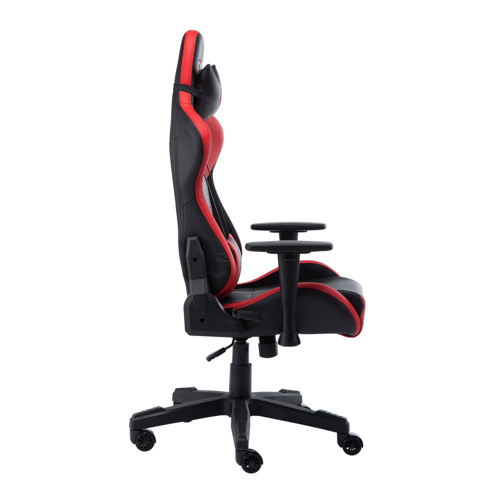 Black And Red And Black Swivel Rolling Gaming Chair — view 4