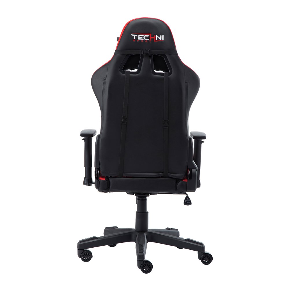 Black And Red And Black Swivel Rolling Gaming Chair — view 5