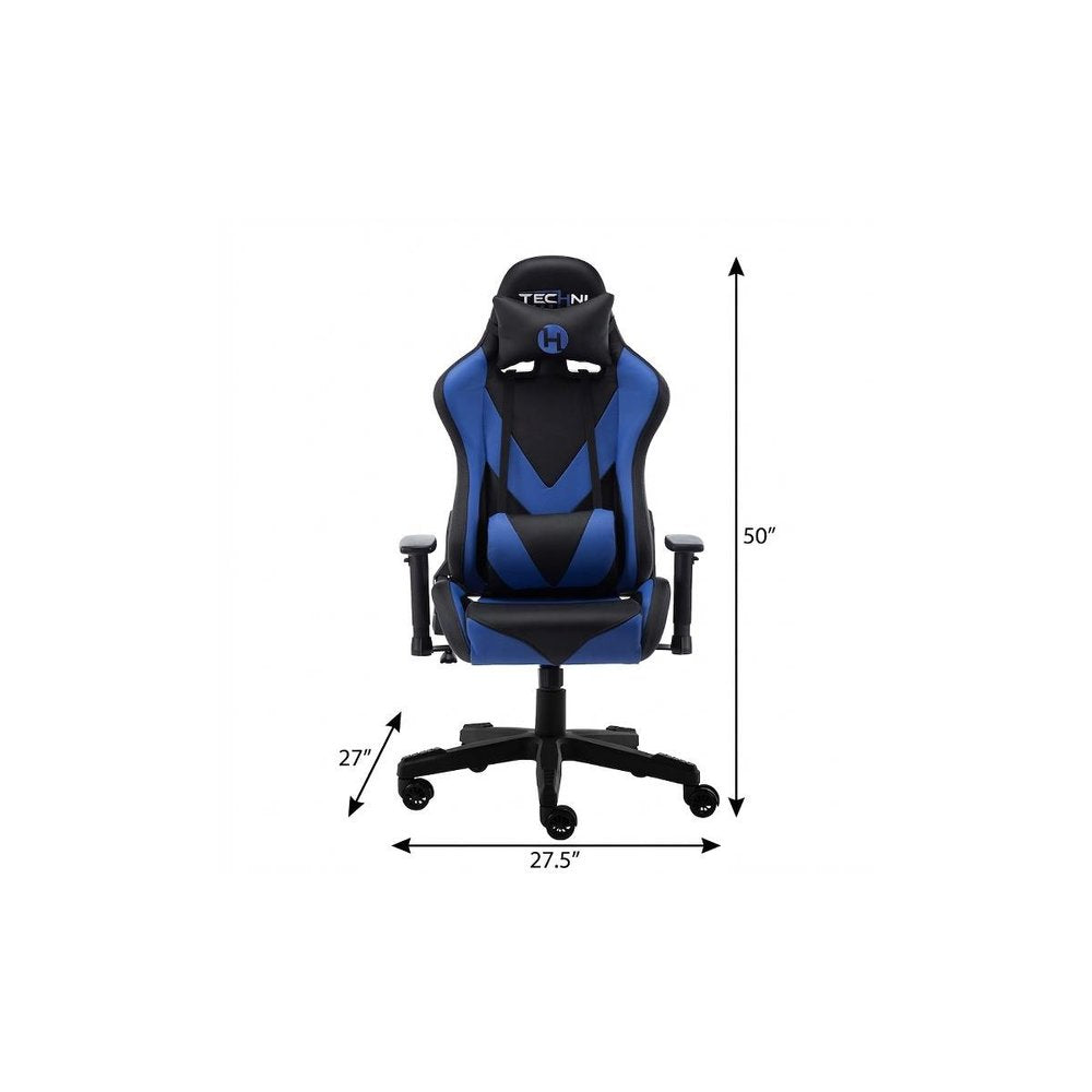 Blue And Black Swivel Rolling Gaming Chair HomeRoots