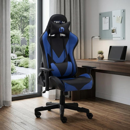 Blue And Black Swivel Rolling Gaming Chair HomeRoots