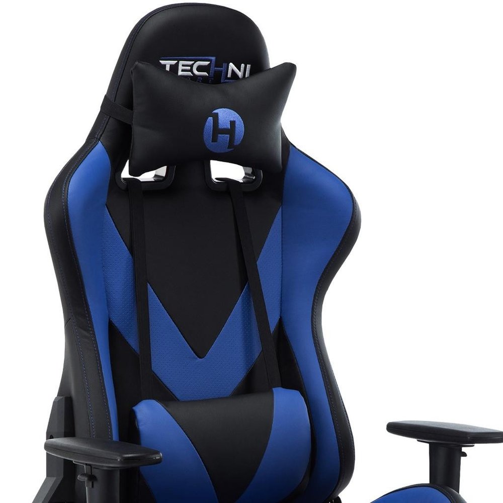 Blue And Black Swivel Rolling Gaming Chair — view 9