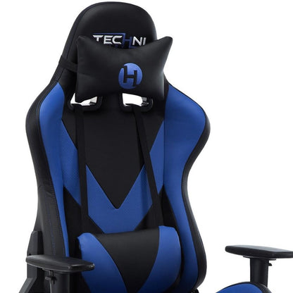 Blue And Black Swivel Rolling Gaming Chair HomeRoots