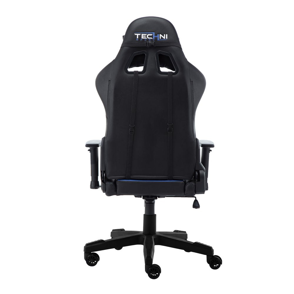 Blue And Black Swivel Rolling Gaming Chair — view 5