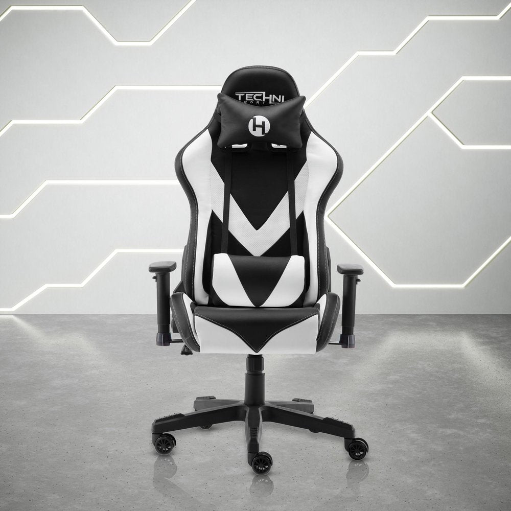 Blue And Black Swivel Rolling Gaming Chair — view 13