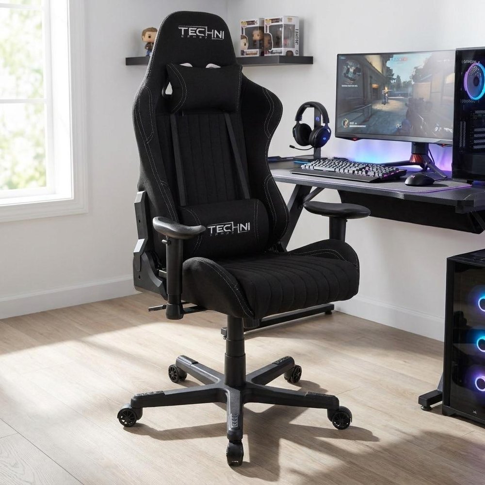Black Swivel Rolling Gaming Chair — view 12