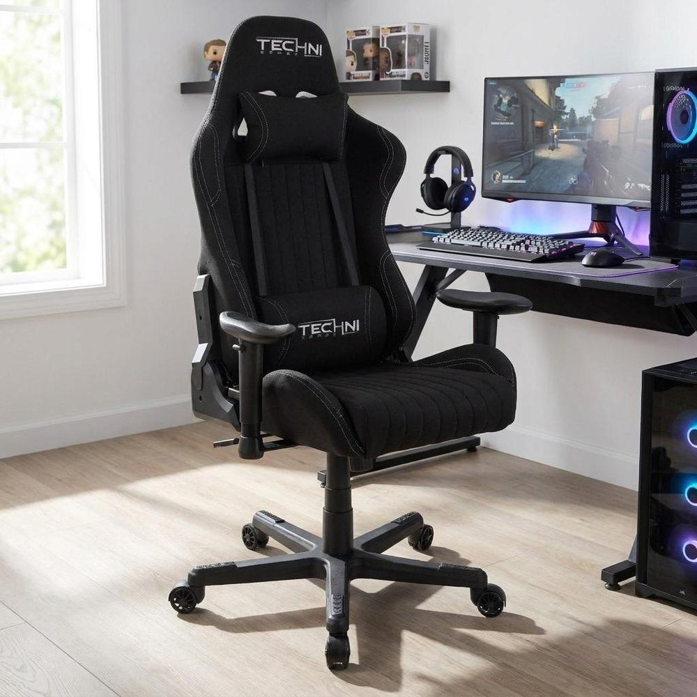 Black Swivel Rolling Gaming Chair — view 12