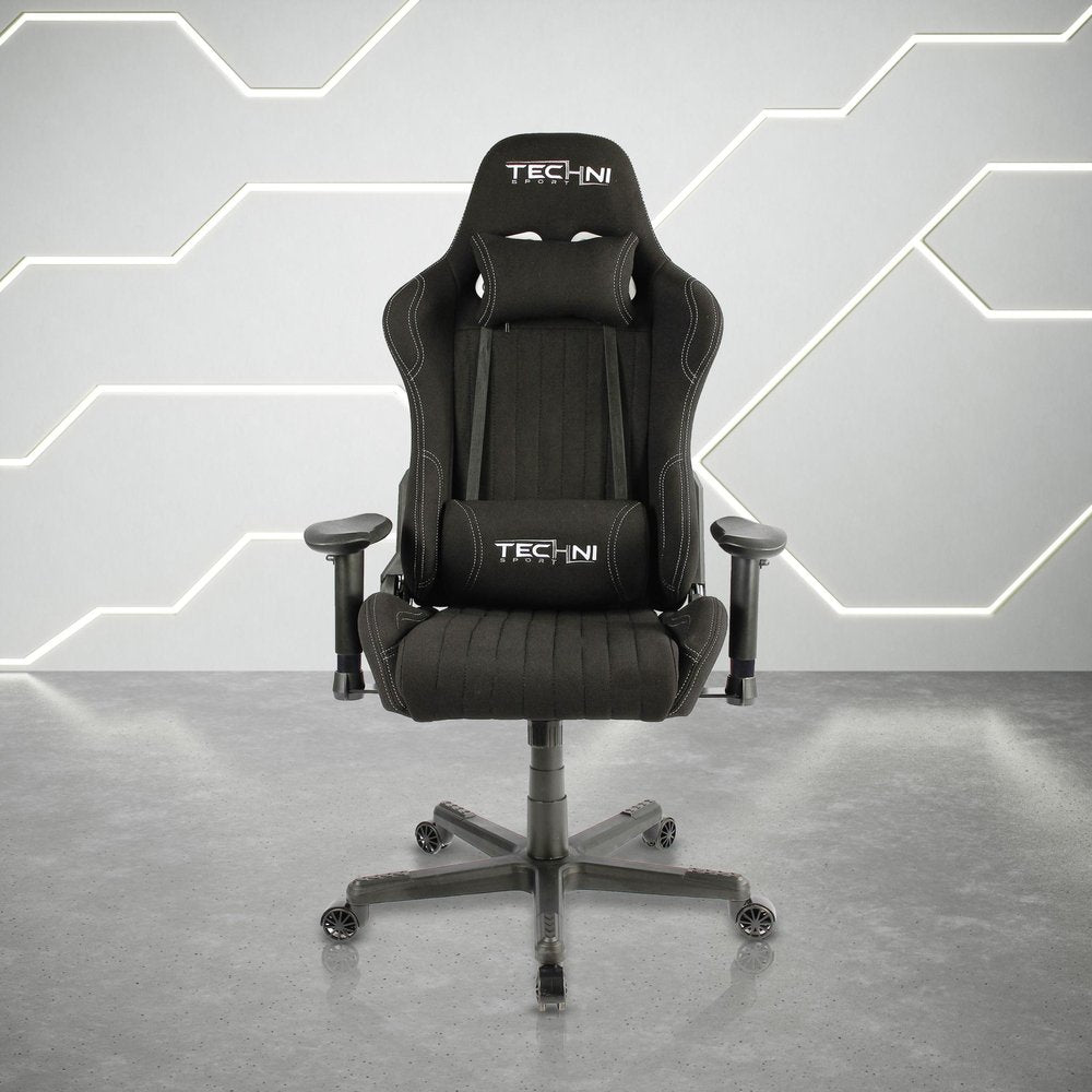 Black Swivel Rolling Gaming Chair — view 1