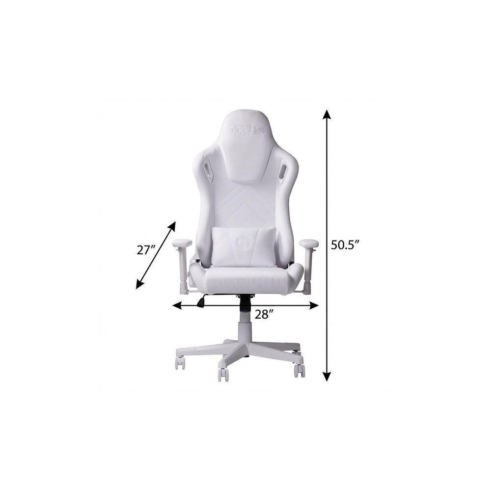 Purple And White Velvet Swivel Rolling Gaming Chair HomeRoots