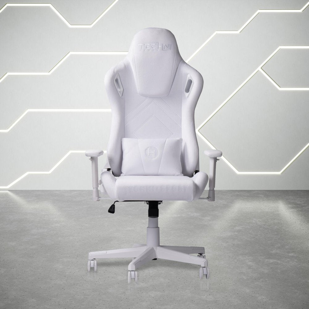 Purple And White Velvet Swivel Rolling Gaming Chair — view 1