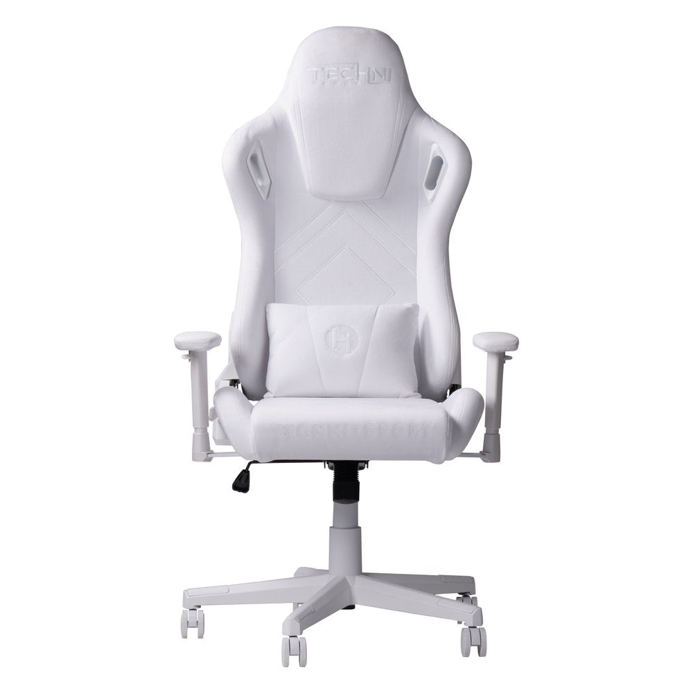 White Velvet Swivel Rolling Gaming Chair — view 3