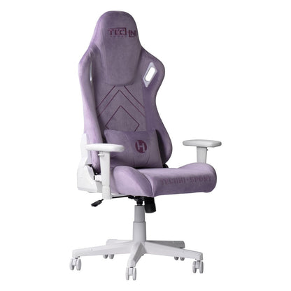 Purple And White Velvet Swivel Rolling Gaming Chair HomeRoots