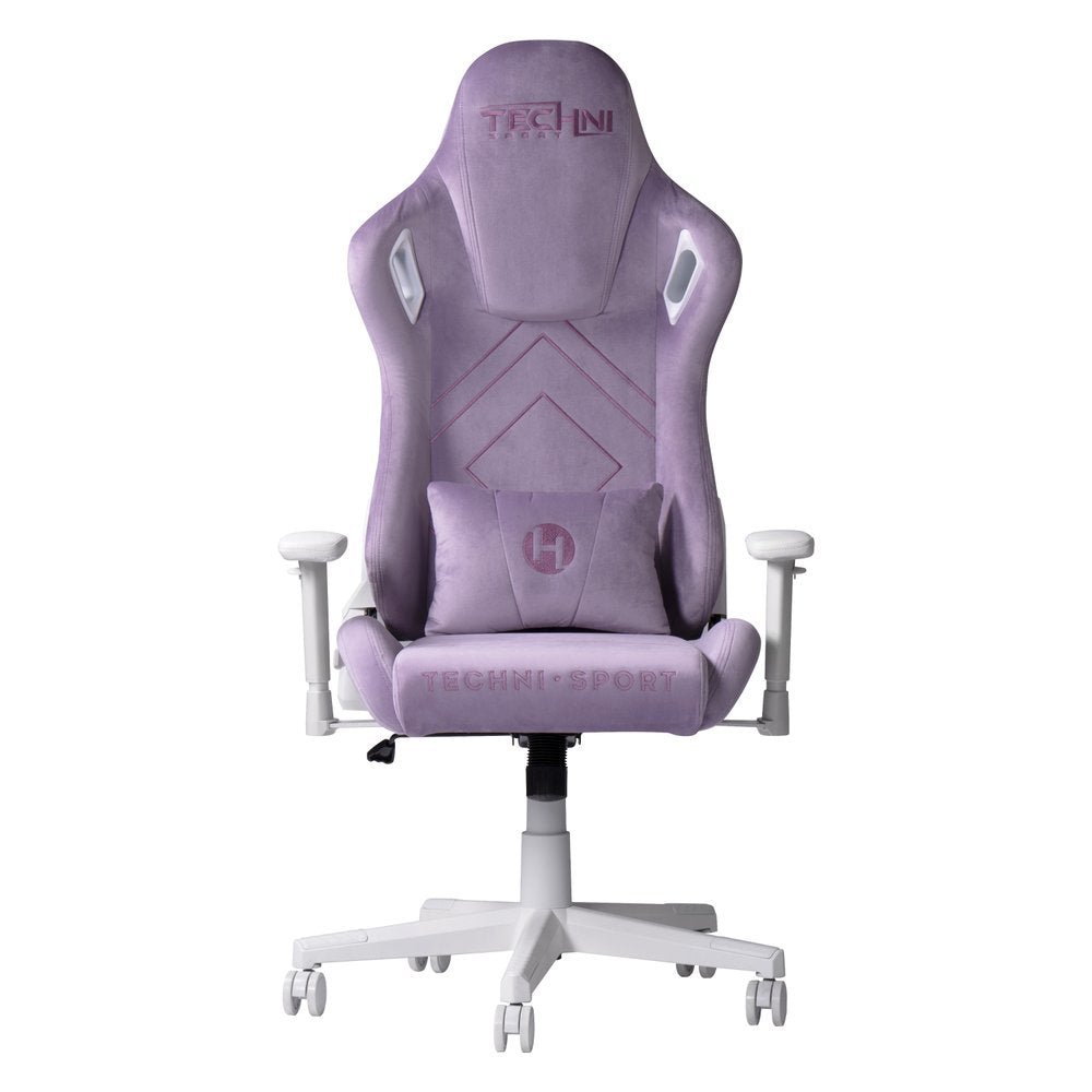 Purple And White Velvet Swivel Rolling Gaming Chair HomeRoots