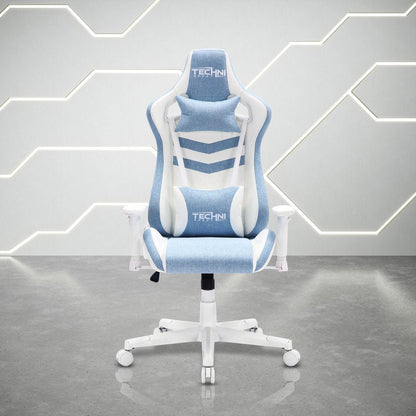 Blue And White Swivel Rolling Gaming Chair HomeRoots