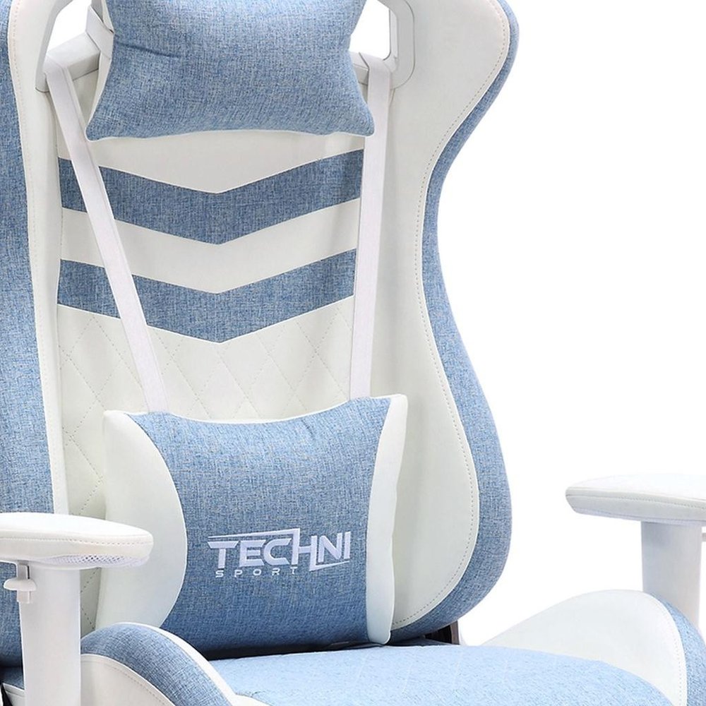 Blue And White Swivel Rolling Gaming Chair HomeRoots