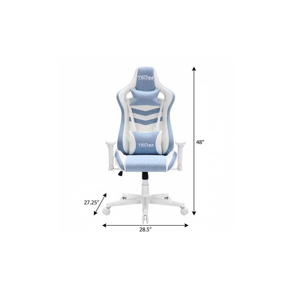 Blue And White Swivel Rolling Gaming Chair HomeRoots